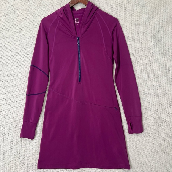 Title Nine Hooded Regulator Dress S Purple Activewear Stretchy Quarter Zip Sport - Picture 16 of 16
